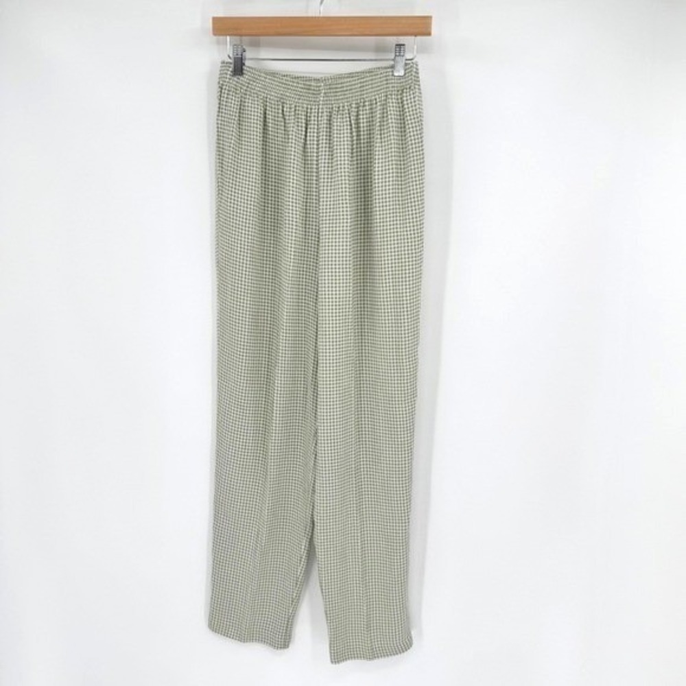 Briggs NY Vtg Green/White Gingham Patterned Pants Women's Sz M